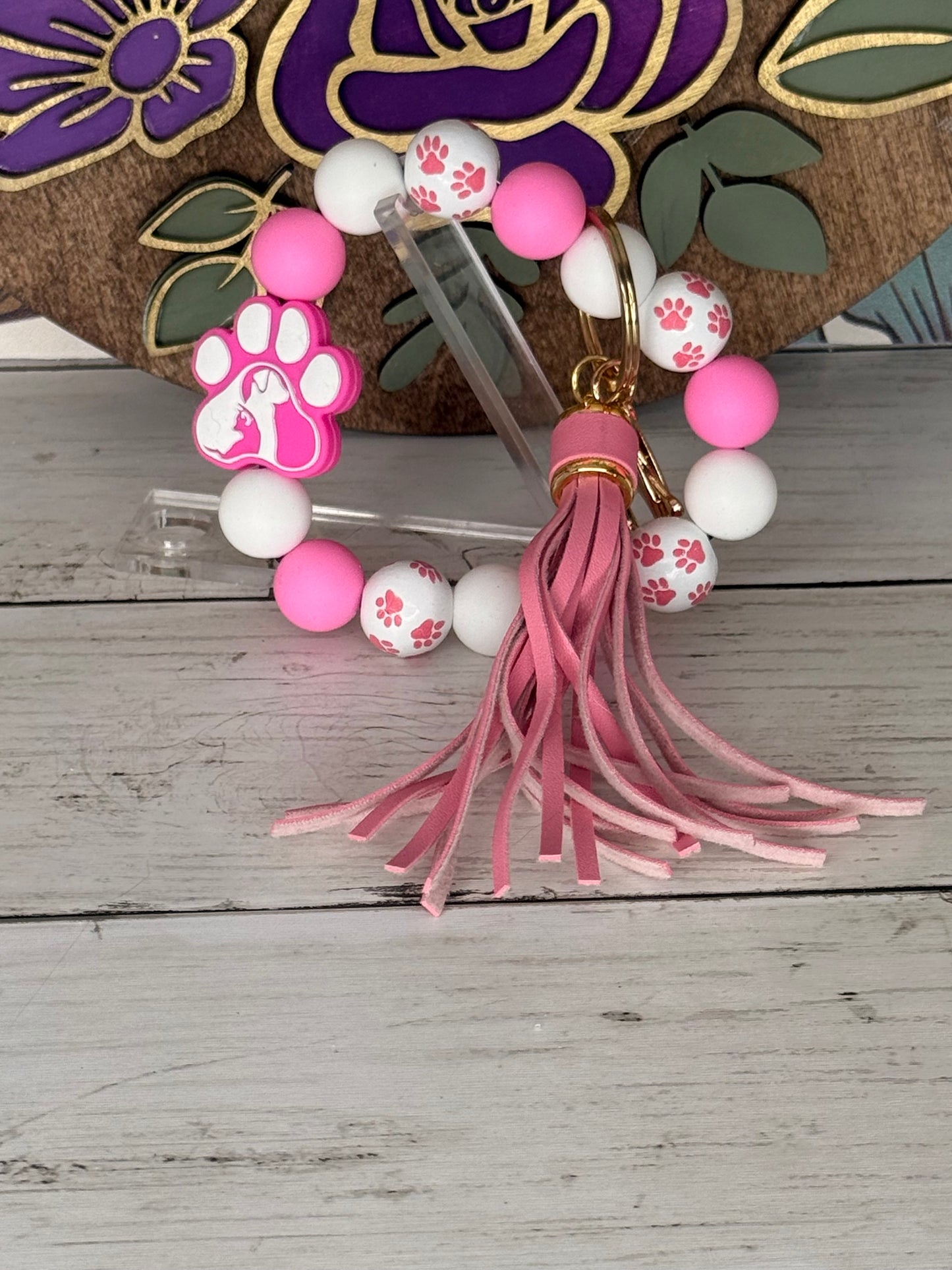 Pink Paw Print Wristlet