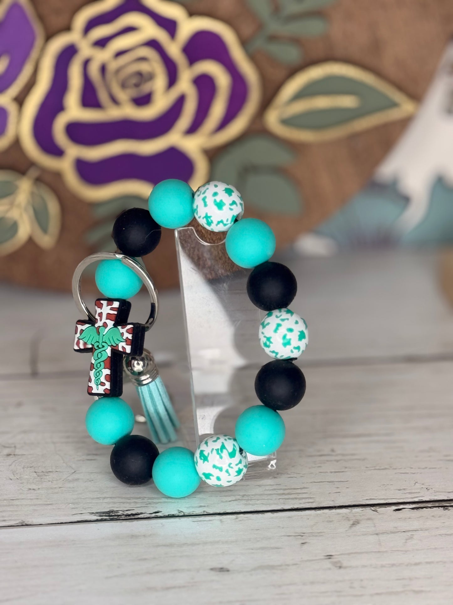 Teal & Black Cross Wristlet