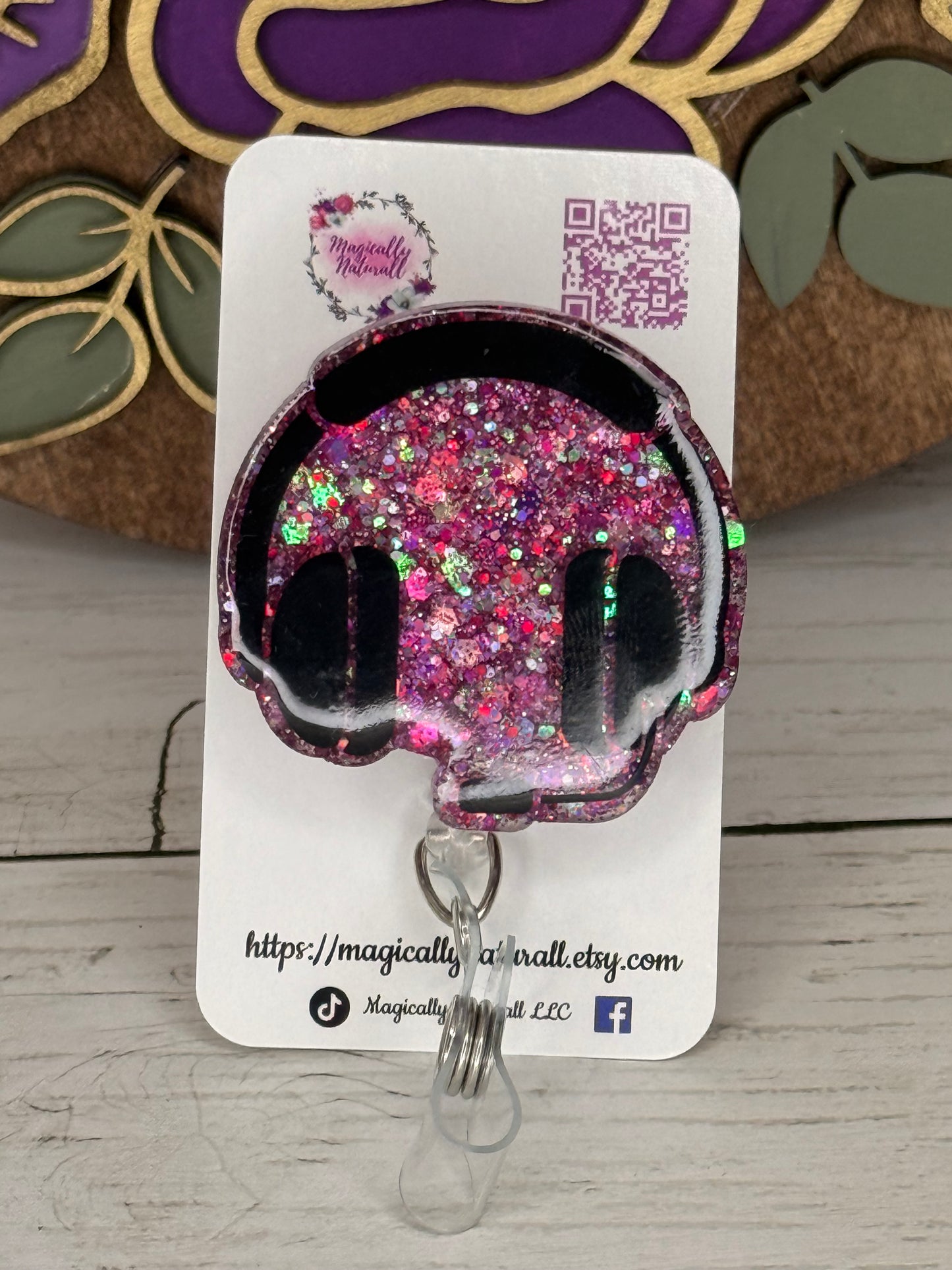 Glitter Headset Badge Reel