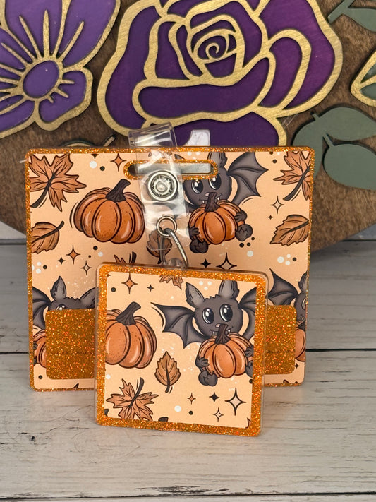 Bats & Pumpkins Badge Buddy + Topper
