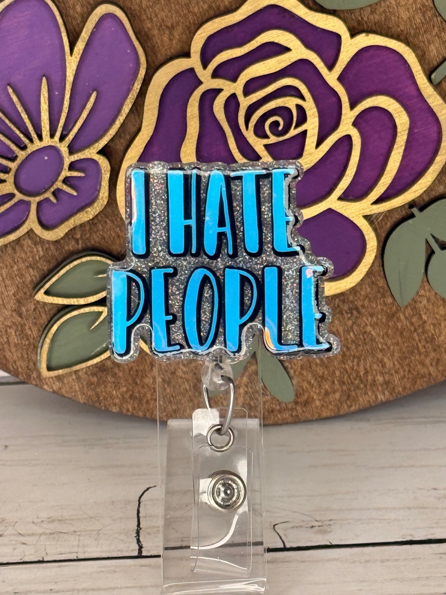 Silvery I Hate People Topper