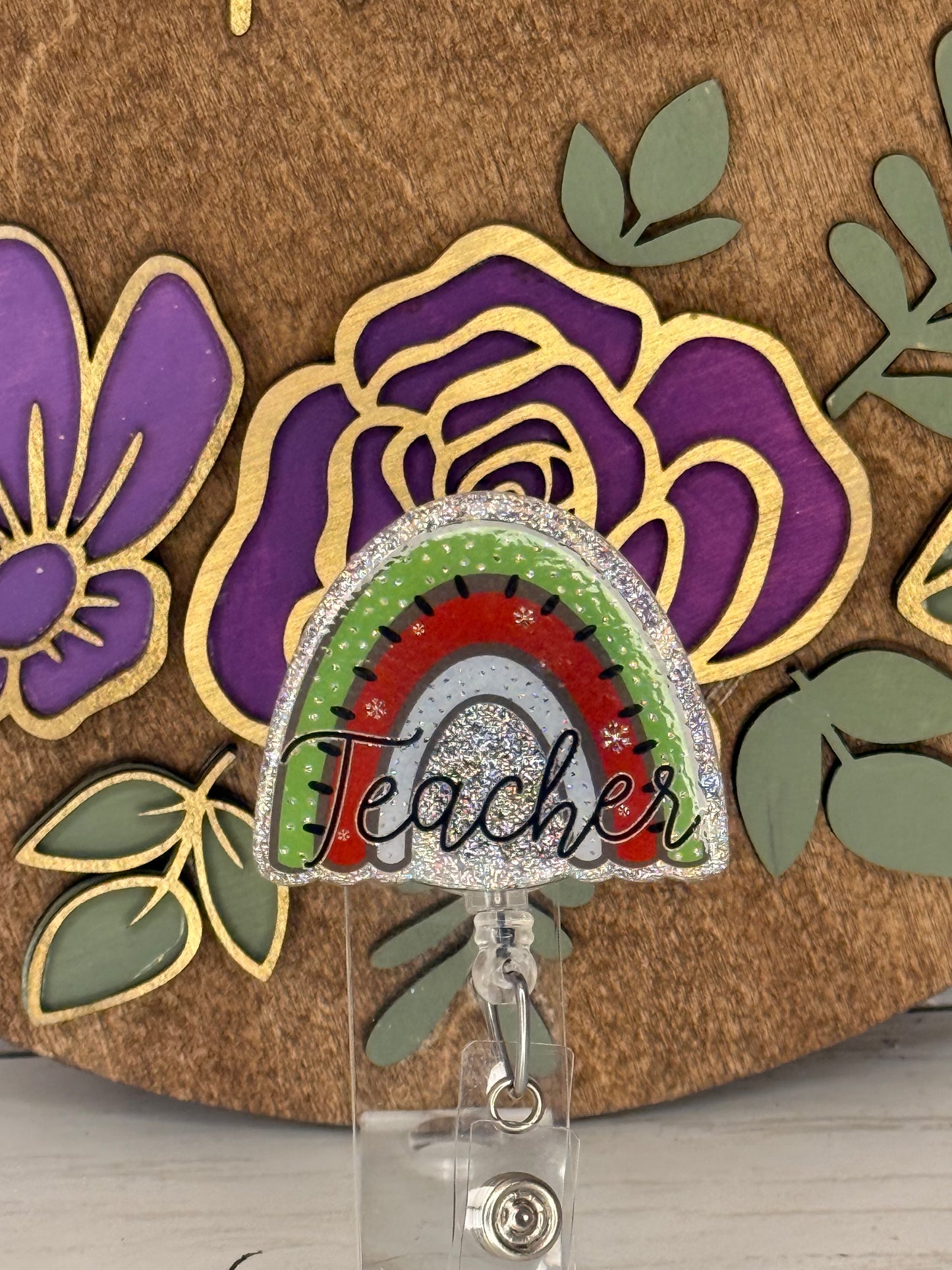 Teacher Rainbow Badge Topper