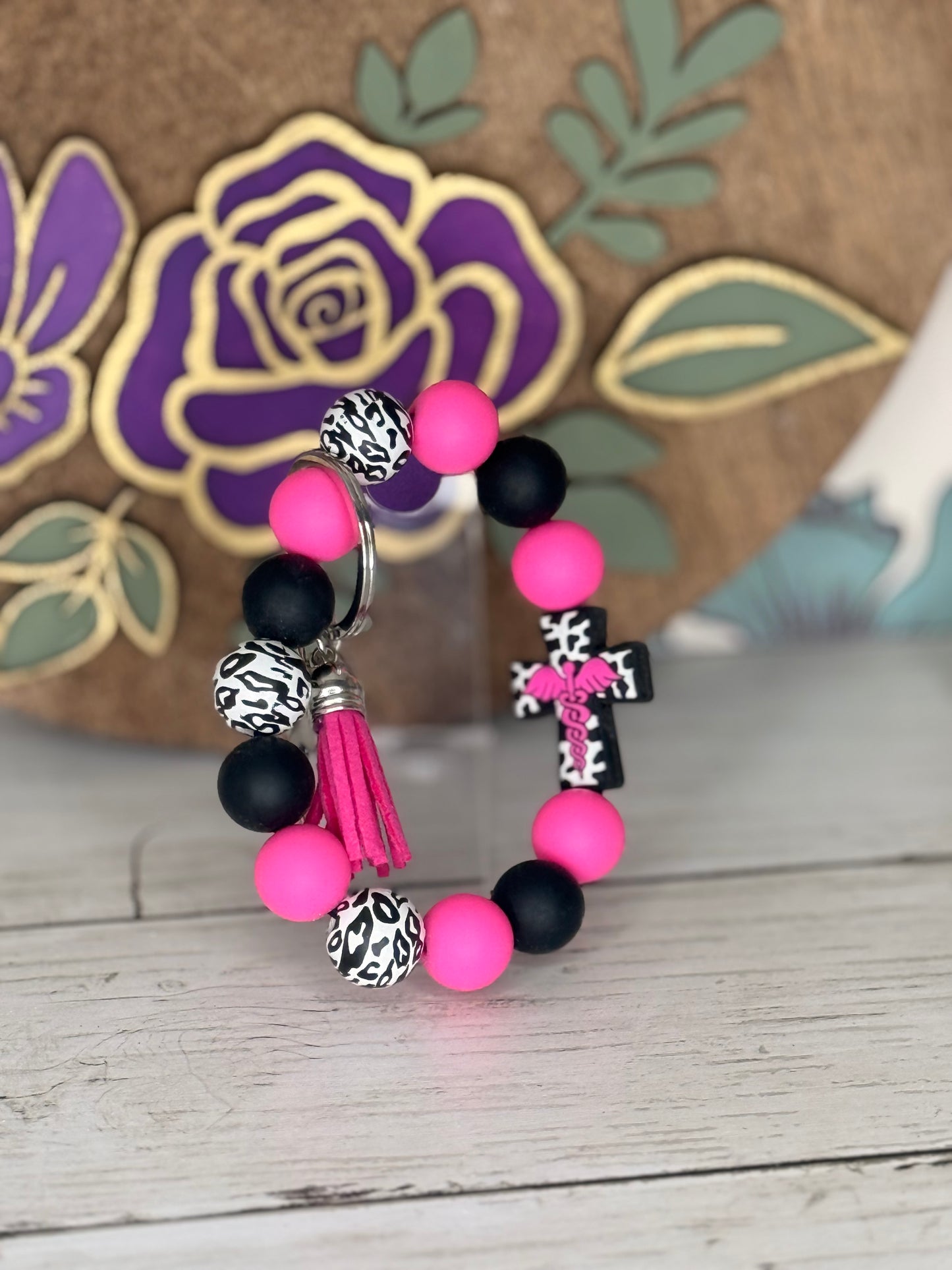Pink & Black Cross Wristlet
