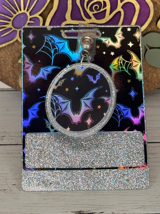 Holographic Bats badge Buddy + Topper