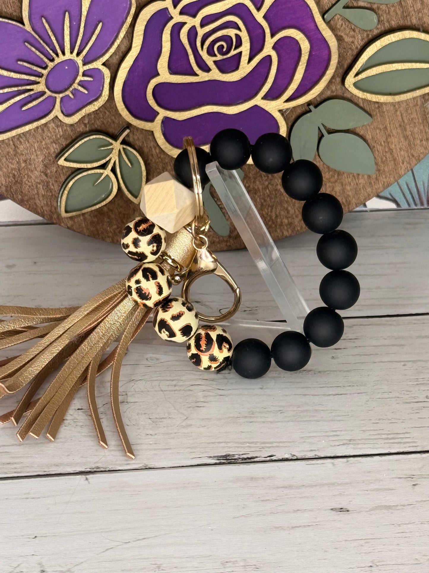 Black & Leopard Wristlet