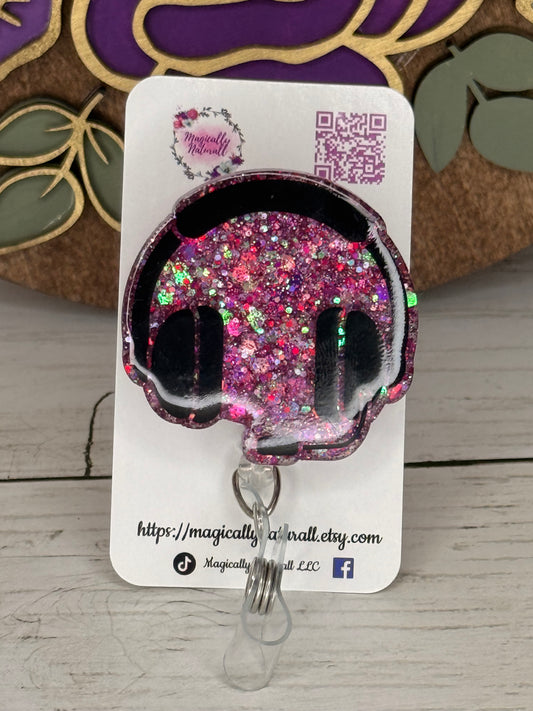 Glitter Headset Badge Reel