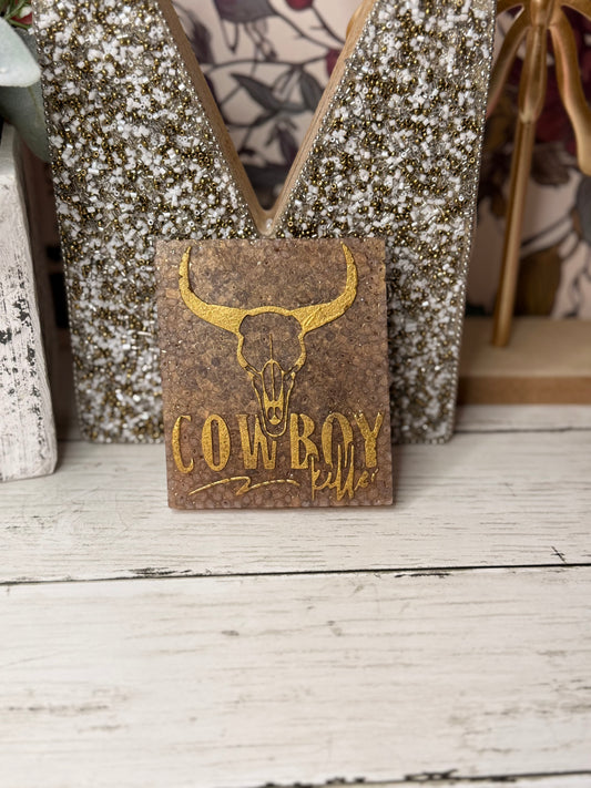 Brown & Gold Cowboy Killer Freshie - Bow ties & Bourbon