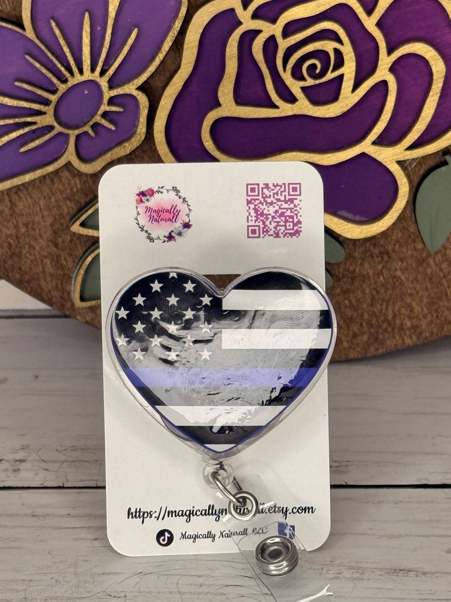 Thin Blue Line Heart Badge Reel