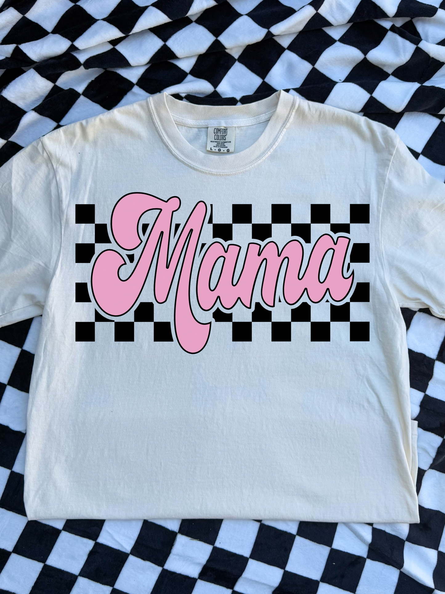 Solid Pink Checkered Mama