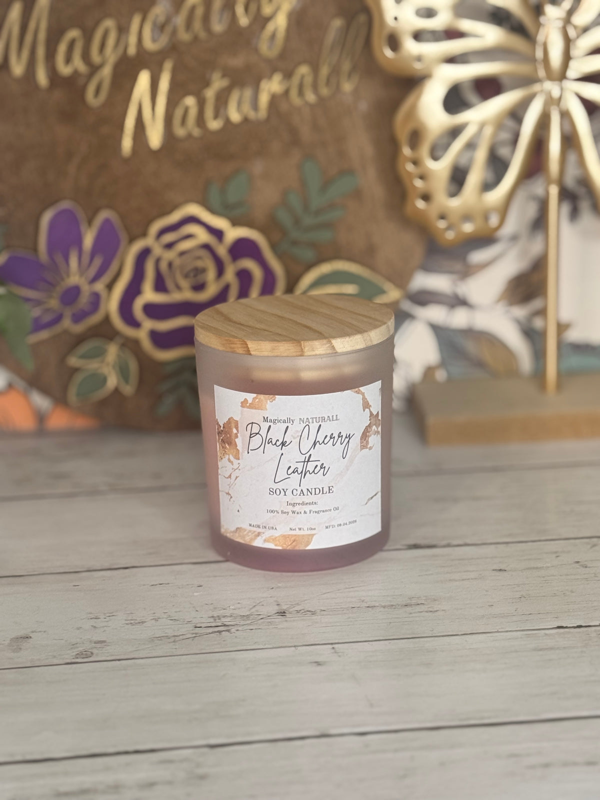 Black Cherry Leather Candle