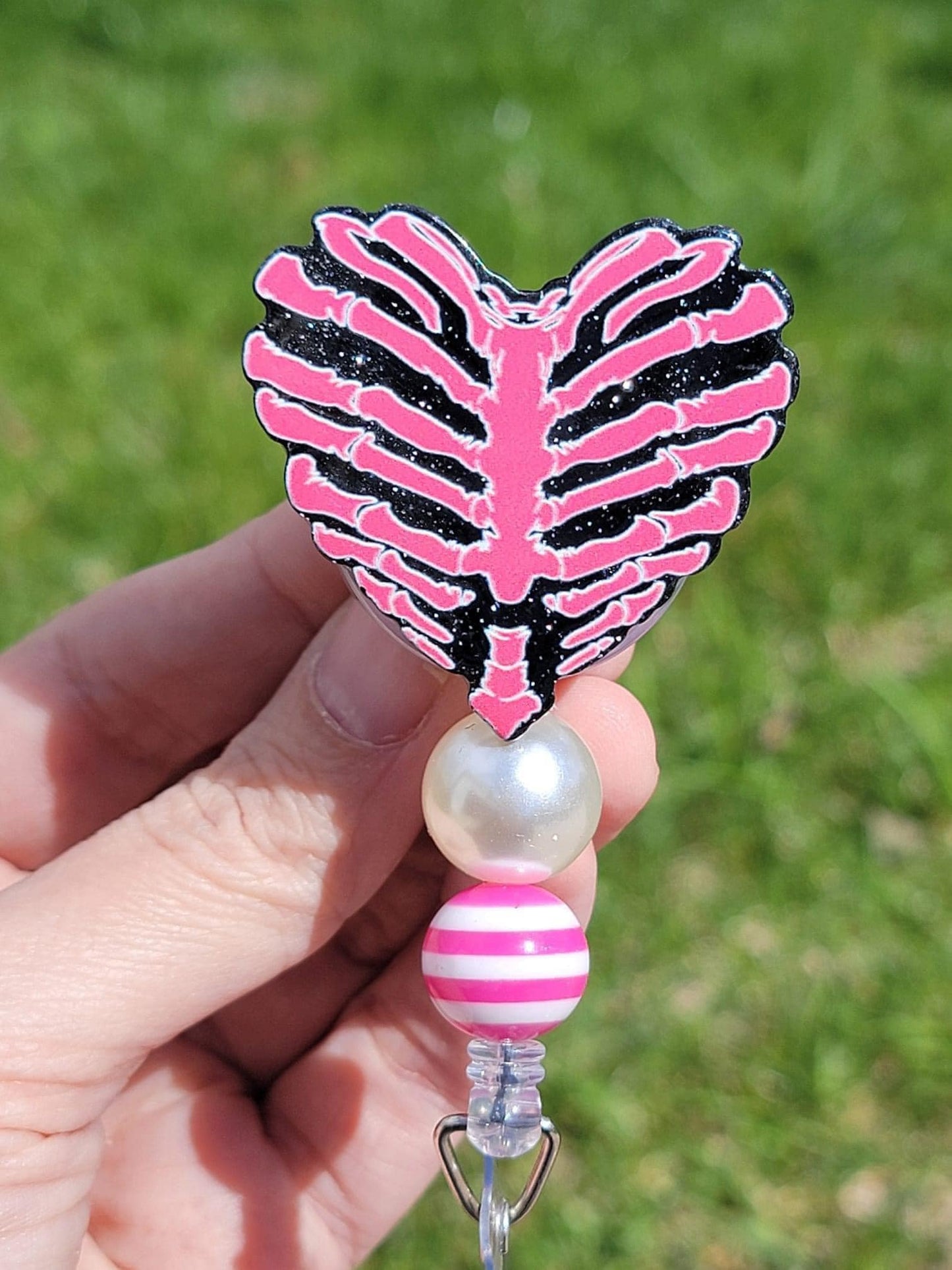 Pink Skeleton Badge Reel